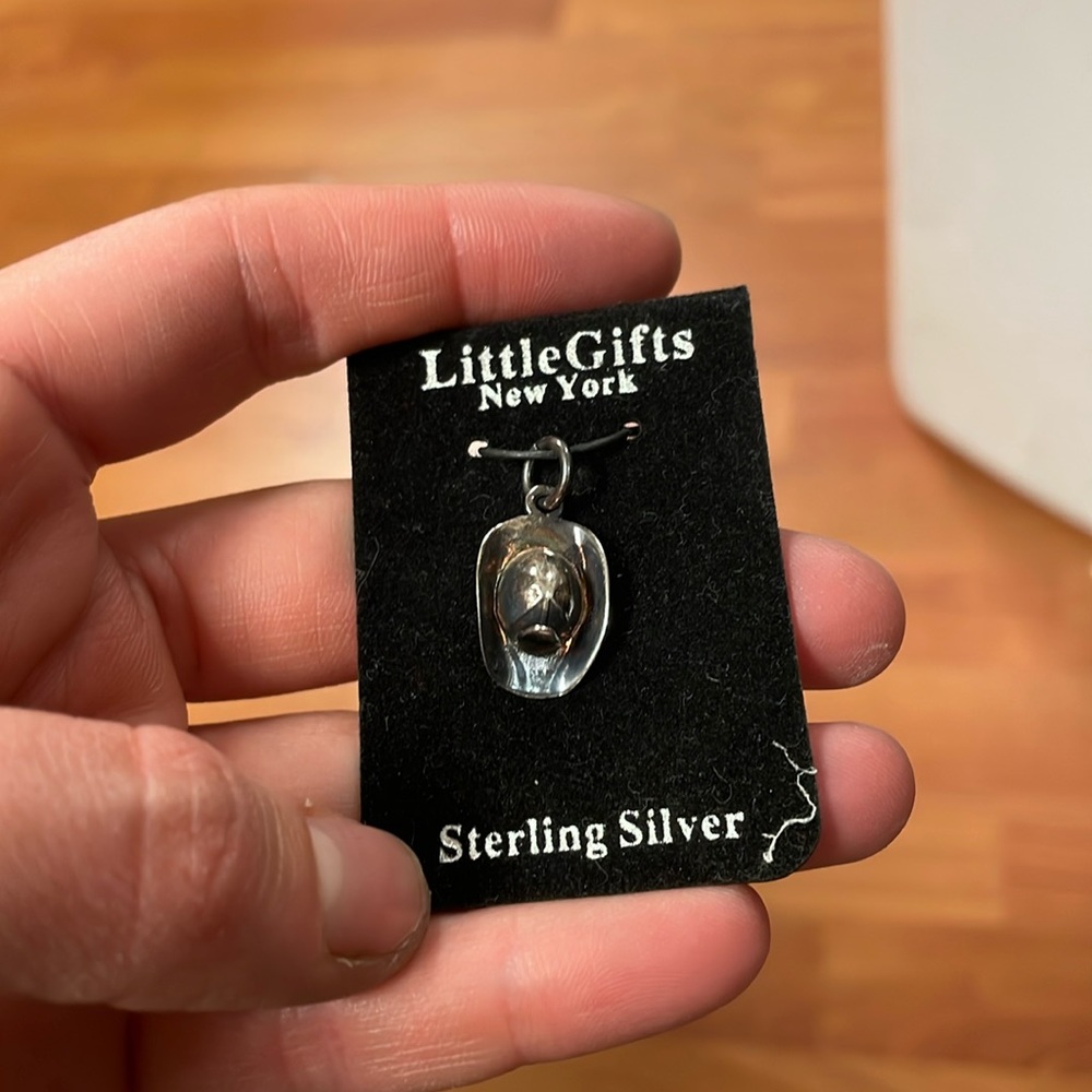 Sterling silver little gifts dog NYC fire fighter theme charm - fireman hat
